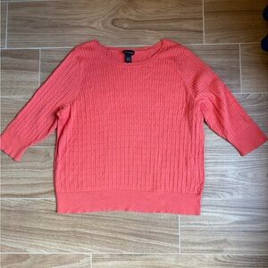 Vtg Lane Bryant Cable Knit‎ Sweater Cozy Coral Pink 26/28 Holiday Party Comfy